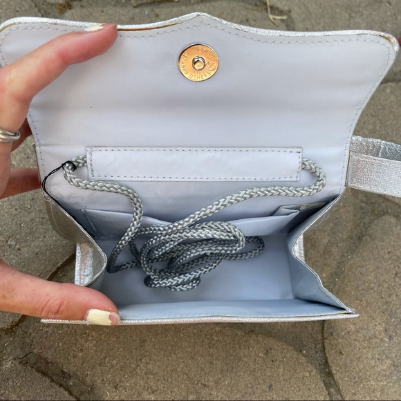 Silver Shimmer Mini Handbag W/ Strap For Crossbody - Picture 6 of 11